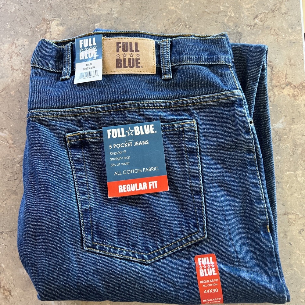 Full Blue Men's Regular Fit 5-Pocket Jeans | Medium Stonewash 44/30